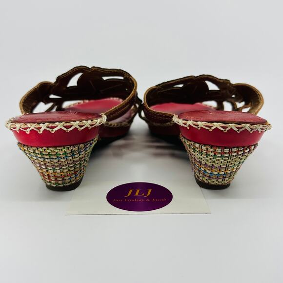 L'Artiste Spring Step Women's Enah Red Leather Floral Sandals Size 39 EU/ 8.5 US - Picture 6 of 13